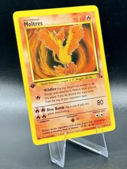 Moltres 27/62 1st Edition Pokemon Fossil Base Set 1999 Wotc Vintage Nonholo NM - Image 1