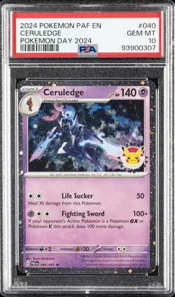 2024 POKEMON PAF EN-PALDEAN FATES POKEMON DAY 2024 #040 CERULEDGE PSA 10 - Image 1