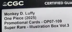 Monkey.D.Luffy CGC 10 OP07-109 SR Illustration Box Vol 3 Holo Foil One Piece TCG - Image 2