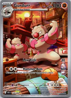 Gurdurr 126/086 NM Pokemon Card TCG Black Bolt IR Illustration Rare - Image 1