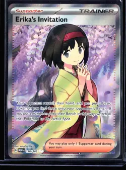 2023 Scarlet & Violet - 151 Erika's Invitation #196 Full Art Holo Pokemon Card - Image 1