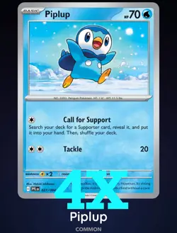 4X Piplup 027/094 Phantasmal Flames ME02 PFL Pokemon NM/M English Reg - Image 1