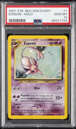 2001 POKEMON NEO DISCOVERY #1 ESPEON-HOLO PSA 10 - Image 1