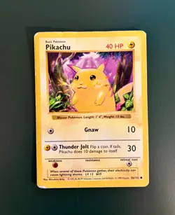 Pokemon TCG 1999 Vintage Pikachu 58/102 LP Yellow Cheeks Base Set Card WOTC - Image 1