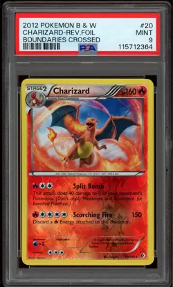 Pokemon PSA 9 Charizard 20/149 Black & White Boundaries Crossed Reverse Holo NM - Image 1