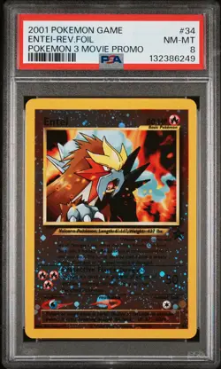 2001 POKEMON GAME MOVIE POKEMON 3 MOVIE PROMO #34 ENTEI-REVERSE FOIL PSA 8 - Image 1