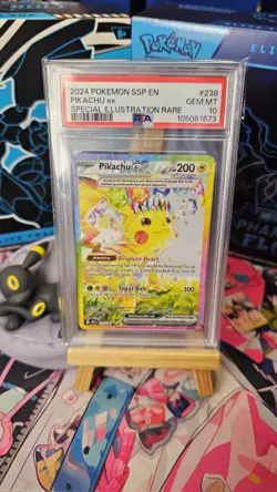 PSA 10 Pikachu ex 238/191 SIR Sv08: Surging Sparks Pokemon TCG Gem Mint - Image 1