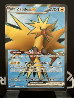 Pokemon TCG SV Scarlet & Violet 151 Zapdos EX #192/165 Full Art Rare Near Mint - Image 1