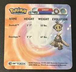 2006 Pokemon Advanced Artbox 3D Duskull Dusclops #AF45 Lenticular Card - Image 3