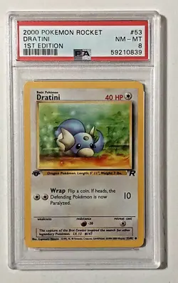 Dratini 1st Edition Team Rocket #53 Pokemon PSA 8 Vintage WOTC G66 - Image 1