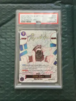 2025 ONE PIECE OP11-A FIST OF DIVINE SPEED 080 GEAR TWO ALTERNATE ART ENG PSA 10 - Image 1