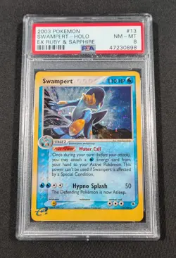 Pokemon Card Holo Swampert 13/109 PSA 8 NM-MT ex Ruby & Sapphire - Image 1