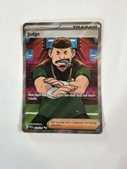 Pokemon Card Judge 228/091 Paldean Fates Full Art Ultra Rare Holo NM Condition - Image 1