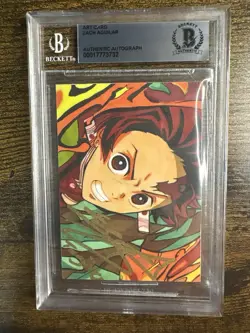 Demon Slayer Tanjiro Hand Drawn Art Card Signed Zach Aguilar 1 of 1! Beckett - Image 1