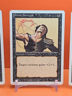 ⚫⚫⚫ (4) 1994 MAGIC The Gathering UNHOLY STRENGTH REVISED 3RD EDITION PLAYED - Image 3