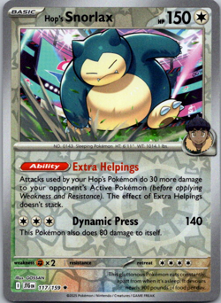 Hop's Snorlax 117/159 Journey Together Reverse Holo Pokemon TCG NM - Image 1