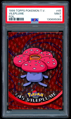 1999 Pokemon VILEPLUME Topps TV Series 1 Black Logo TEXTURED FOIL Card #45 PSA 9 - Image 1