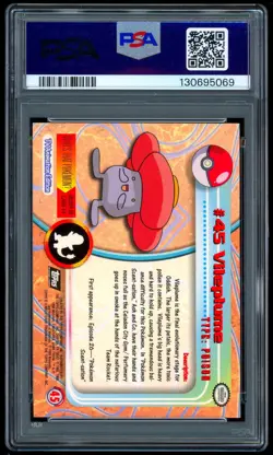 1999 Pokemon VILEPLUME Topps TV Series 1 Black Logo TEXTURED FOIL Card #45 PSA 9 - Image 2