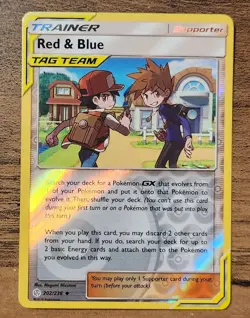 Red & Blue 202/236 NM 2019 Pokemon SM Cosmic Eclipse Rare Card Tag Team Mizutoni - Image 1