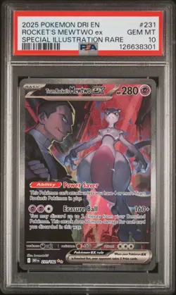 2025 POKEMON DRI EN-DESTINED RIVALS #231 TEAM ROCKET'S MEWTWO EX PSA 10 - Image 1