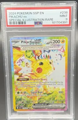 2024 POKEMON ENGLISH SURGING SPARKS #238 PIKACHU EX PSA 9 - Image 3