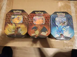 Lot Of 3 Pokemon Hidden Fates Tins Art Set - Charizard Raichu Gyarados GX - New - Image 1