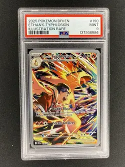 2025 POKEMON DRI EN-DESTINED RIVALS ILLUSTRATION RARE ETHAN'S TYPHLOSION PSA 9 - Image 1