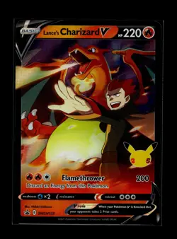 Lance’s Charizard V SWSH133 Celebrations Black Star Promo Pokemon Card NM- - Image 1