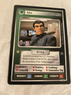 Star Trek CCG 1E Voyager REKAR Rare Card NEVER PLAYED - Image 1