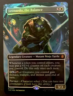 1 x Leonardo, the Balance - Foil - Borderless - Commander: Teenage Mutant Ninja - Image 1