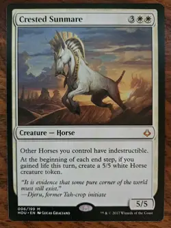 MTG magic CRESTED SUNMARE Hour of Devastation White Horse Rare English NM - Image 1