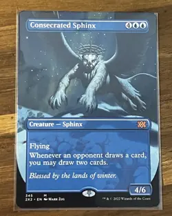 MTG Consecrated Sphinx Double Masters 2022 Borderless Mythic 345 Mark Zug NM - Image 1
