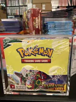 Pokemon TCG Sword & Shield Evolving Skies Booster Box New Sealed With Acrylic - Image 1