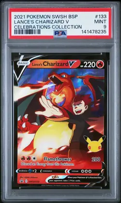 2021 POKEMON SWSH BLACK STAR PROMO CELEBRATIONS COLL LANCE'S CHARIZARD V PSA 9 - Image 1