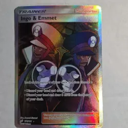 Pokemon Ingo & Emmet Full Art Ultra Rare Trainer Sm-Team Up 176/181 Holo - Image 1