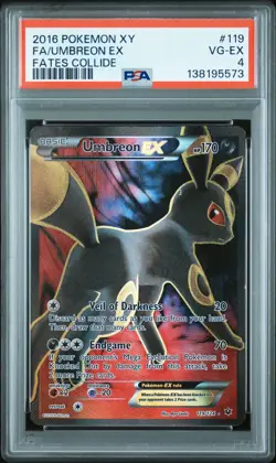 2016 POKEMON XY FATES COLLIDE #119 FULL ART/UMBREON EX PSA 4 - Image 1