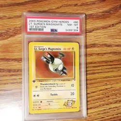 Lt. Surge's Magnemite 80/132 GYM HEROES 1st Edition Graded Pokemon Card - PSA 8 - Image 1
