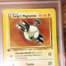 Lt. Surge's Magnemite 80/132 GYM HEROES 1st Edition Graded Pokemon Card - PSA 8 - Image 2