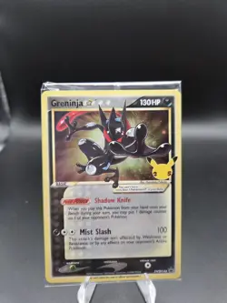 Pokemon Celebrations Greninja Gold Star SWSH144 with Swirl 🌀 Rare Behind Head - Image 1