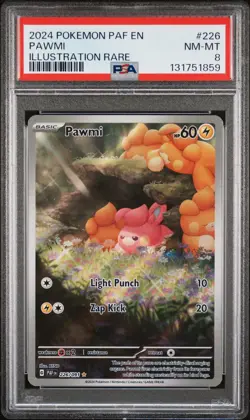 2024 POKEMON PAF EN-PALDEAN FATES ILLUSTRATION RARE #226 PAWMI PSA 8 - Image 1