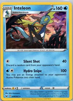 Pokemon TCG Inteleon 59/202 Sword Shield Cracked Ice Holo NM - Image 1