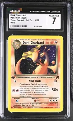 Pokemon English Dark Charizard 4/82 2000 Team Rocket - 1st Ed Rare Holo CGC 7 - Image 1