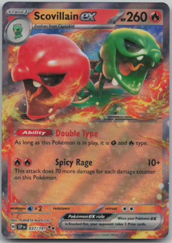 Pokemon Card Scovillain ex Double Rare SV08: Surging Sparks 037/191 TCG NM+ - Image 1