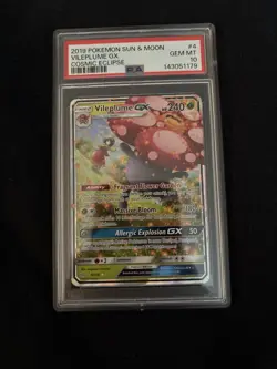 Pokemon Vileplume GX Cosmic Eclipse Holo Ultra Rare Card 4/236 PSA 10 POP 310 - Image 1