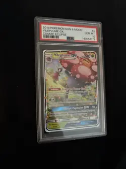 Pokemon Vileplume GX Cosmic Eclipse Holo Ultra Rare Card 4/236 PSA 10 POP 310 - Image 3