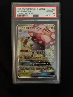 Pokemon Vileplume GX Cosmic Eclipse Holo Ultra Rare Card 4/236 PSA 10 POP 310 - Image 5