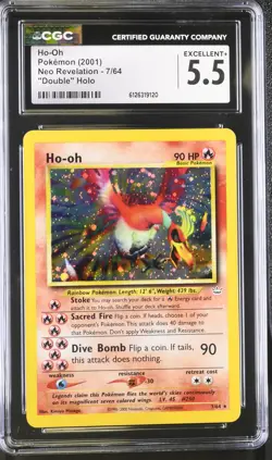 CGC 5.5 Ho-Oh 2001 Neo Revelation 7/64 "Double" Holo Pokemon Card - Image 1