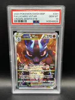 Pokemon TCG Crown Zenith ETB #SWSH291 Lucario VSTAR Promo PSA 10 GEM MT - Image 1