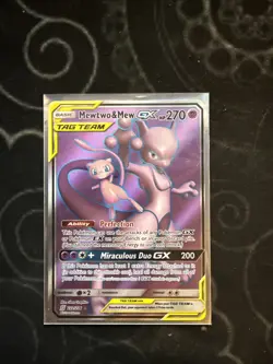 Pokemon Mewtwo & Mew GX Full Art Tag Team Holo 222/236 270 HP Ultra Rare - Image 1