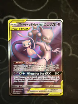 Pokemon Mewtwo & Mew GX Full Art Tag Team Holo 222/236 270 HP Ultra Rare - Image 2